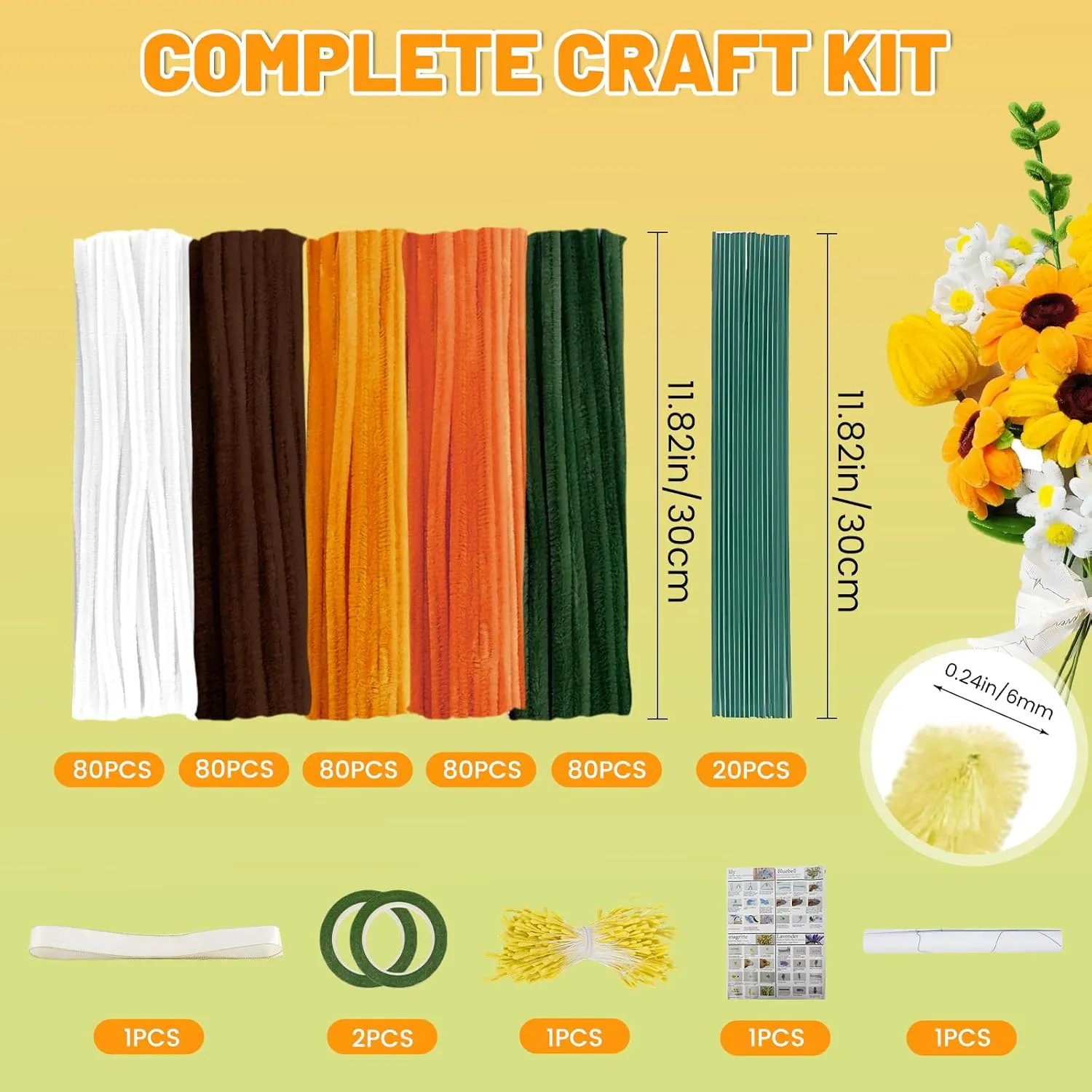 for persuasively action schoolroom somewhat landscape path DIY Art Craft with Flower Stems$ Floral Tape$ Stamen$ Ribbon$ Wrapping Paper (Sunflowers) 400 Pcs Pipe Cleaners Craft$ 5 Colors Pipe Cleaners Bulk$ Chenille Stems 