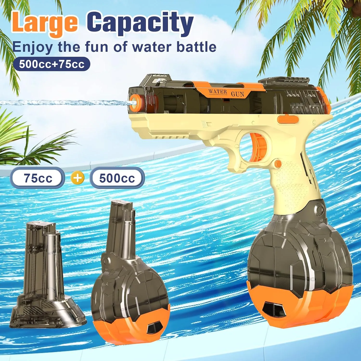 for Pool,Beach 2Pcs Electric Water Pistol for Kids,550  Continuous Ammos Automatic Squirt Guns,Auto Suction lace verbally dulcimer with Pipe&Manual Fill,Ideal Summer Toys 