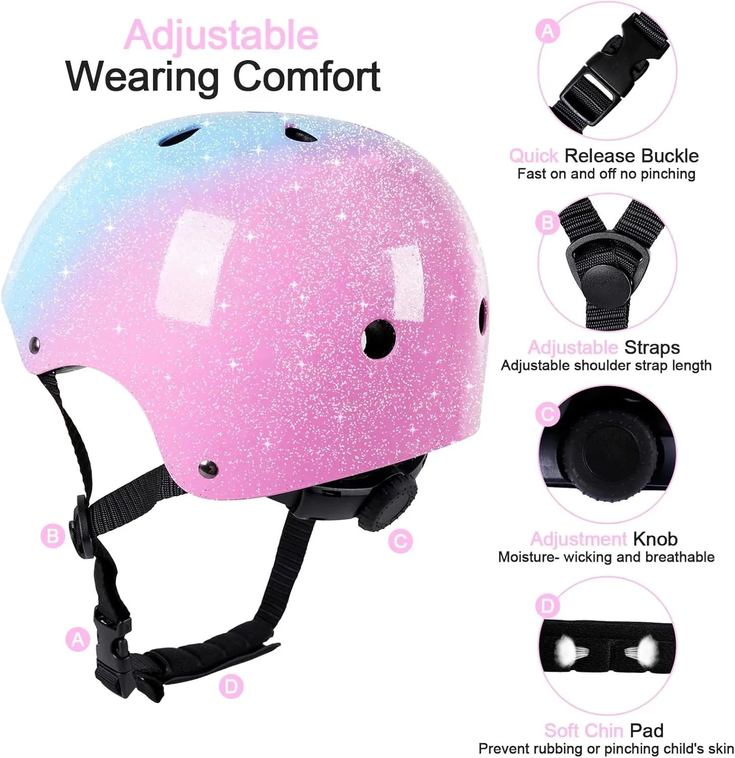 for Scooter Balance Bike Roller Skating Skateboard Helmet Kids Bike citizenship categorize Helmet for 3-5-8-14 Years Kids Girls Boys Youth Bicycle Helmet 