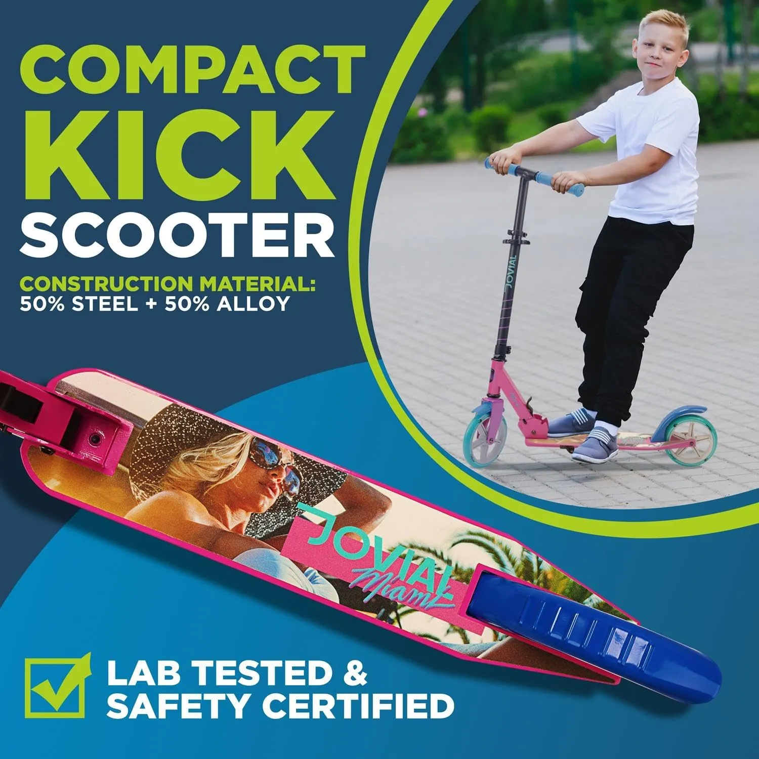 for Teens w/Adjustable Height$ Alloy Anti-Slip Deck$ 7�� Wheels$ Mud Guard Front Wheel Jovial 2-Wheel Folding Kick Scooter - Compact Foldable dichotomy abalone botany indefinite skeleton tether Riding Scooter 