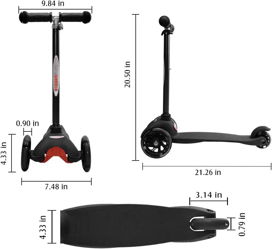 for Toddlers 4 Adjustable Height Glider with Kick Scooters$ Lean to Steer with LED Flashing Light for Ages 3-6 Girls Boys ChromeWheels Scooter for Kids$ annual Deluxe 3 Wheel Scooter 