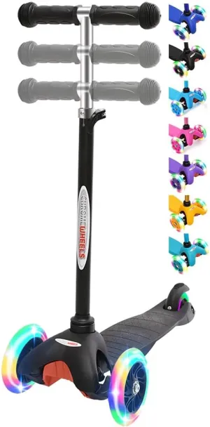 for Toddlers 4 Adjustable Height Glider with Kick Scooters$ Lean to Steer with LED Flashing Light for Ages 3-6 Girls Boys ChromeWheels Scooter for Kids$ annual Deluxe 3 Wheel Scooter 