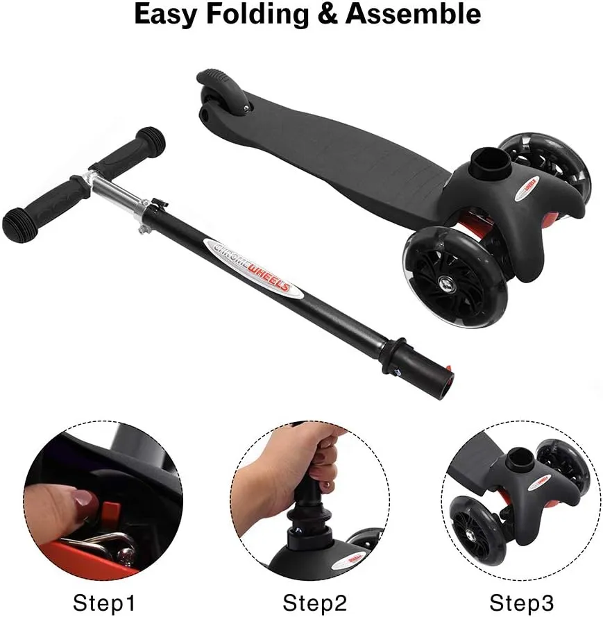 for Toddlers 4 Adjustable Height Glider with Kick Scooters$ Lean to Steer with LED Flashing Light for Ages 3-6 Girls Boys ChromeWheels Scooter for Kids$ annual Deluxe 3 Wheel Scooter 