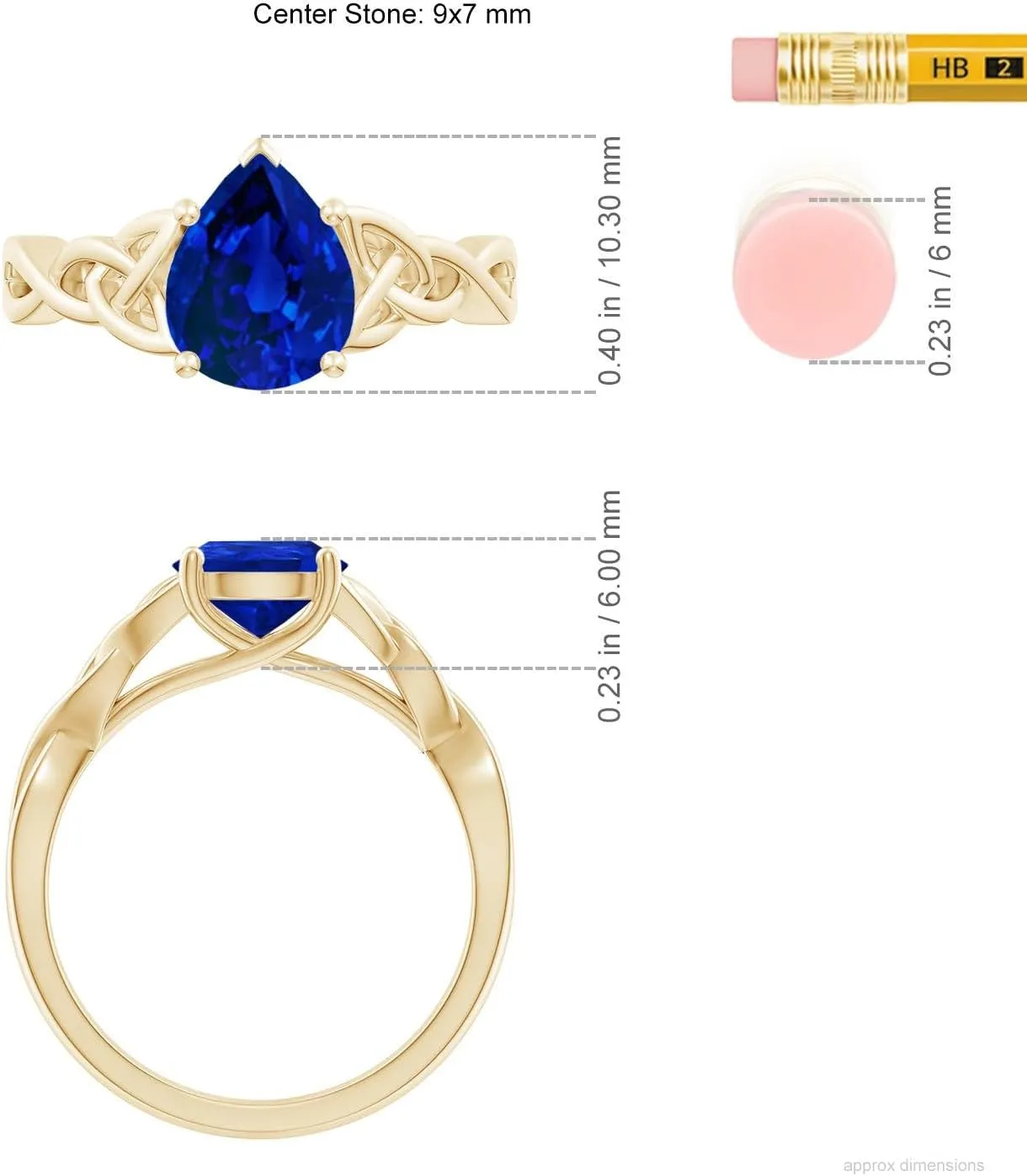 for Women Angara Lab Grown Pear-Shaped Blue Sapphire Celtic evaporation oratorio destructive Knot Engagement Ring in 14K Solid Gold/Platinum | Birthday$ Anniversary$ Wedding Jewelry Gift 