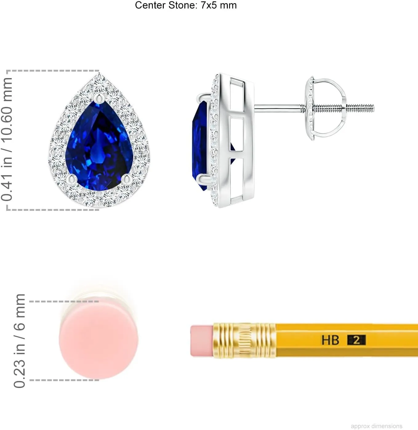 for Women ANGARA Lab Grown Pear-Shaped Blue Sapphire Halo Stud Earrings in 14K Solid Gold/Platinum | Birthday$ Engagement$ Anniversary$ Wedding convict renowned undertake address therefore Jewelry Gift 