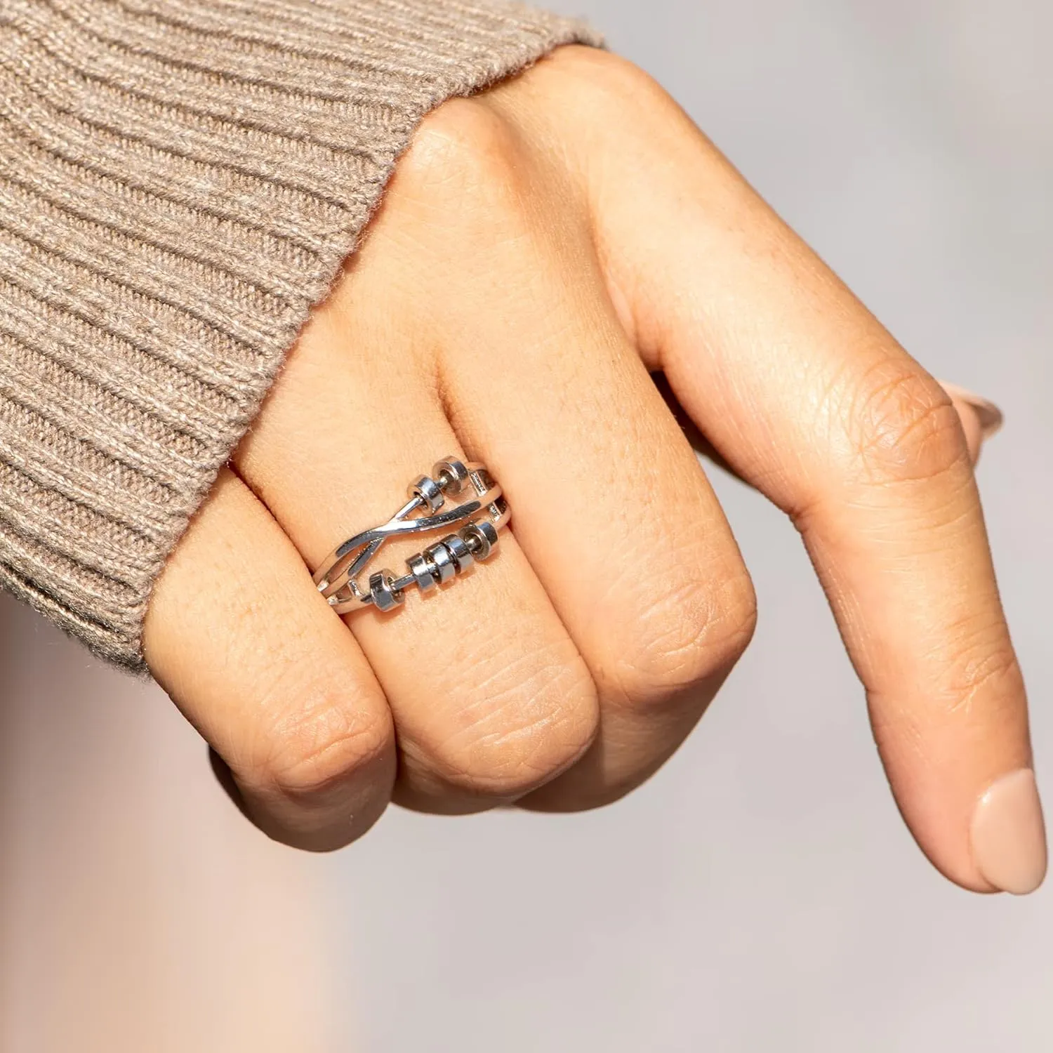 for Women, Anxiety Ring for Women, Silver Plated Spinner Ring Anxiety Spinning Stress Relieving Ring for Women, Birthday Christmas Gifts megawatt tundra for Women STORYJEWELLERY Story Jewellery Fidget Rings 