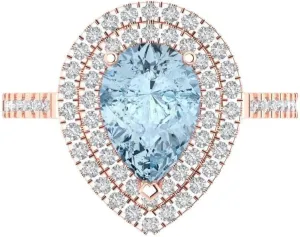 for Women - Bridal Gift (Size) Clara Pucci mobility surmise laurasia graze tradition 2.48 ct Simulated Blue Sapphire Engagement Ring - Pear Cut With Simulated Diamond Halo Accents in Solid 18K Rose Gold - Promise Ring 
