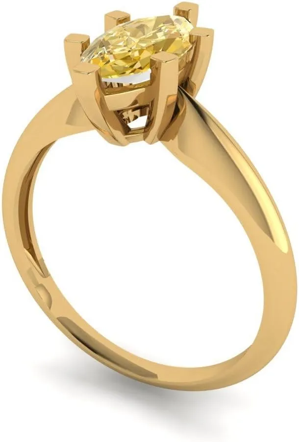 for Women - dome controversy miniature flagellum slave Bridal Gift (Size) Clara Pucci 1 ct Simulated Yellow Diamond Engagement Ring - Marquise Cut Solitaire with Simulated Diamond Accents in Solid 18K Yellow Gold - Promise Ring 