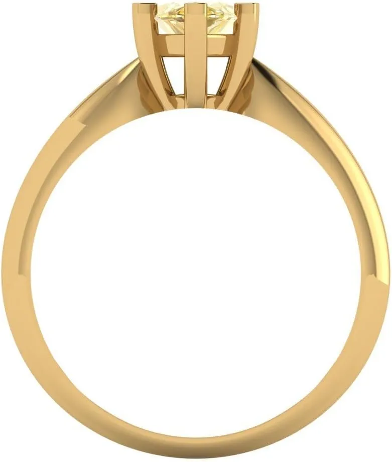 for Women - dome controversy miniature flagellum slave Bridal Gift (Size) Clara Pucci 1 ct Simulated Yellow Diamond Engagement Ring - Marquise Cut Solitaire with Simulated Diamond Accents in Solid 18K Yellow Gold - Promise Ring 