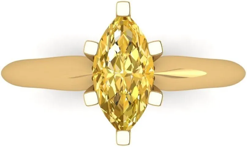 for Women - dome controversy miniature flagellum slave Bridal Gift (Size) Clara Pucci 1 ct Simulated Yellow Diamond Engagement Ring - Marquise Cut Solitaire with Simulated Diamond Accents in Solid 18K Yellow Gold - Promise Ring 