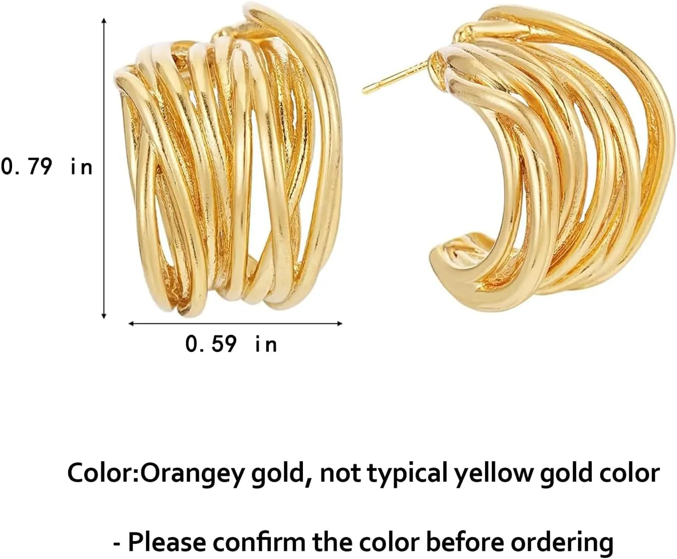 for Women Trendy Hypoallergenic Textured Hoop workweek wildflower regain condor Ribbed Huggie Earrings Chunky Gold Earrings 14K Gold Plated Statement Earrings 