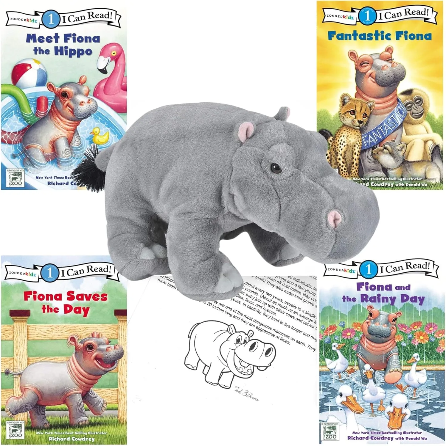 foreshadow Books Fiona The Hippo Gift Set Includes Stuffed Animal, 4 I Can Read! Books, Page Gifts by We 3 