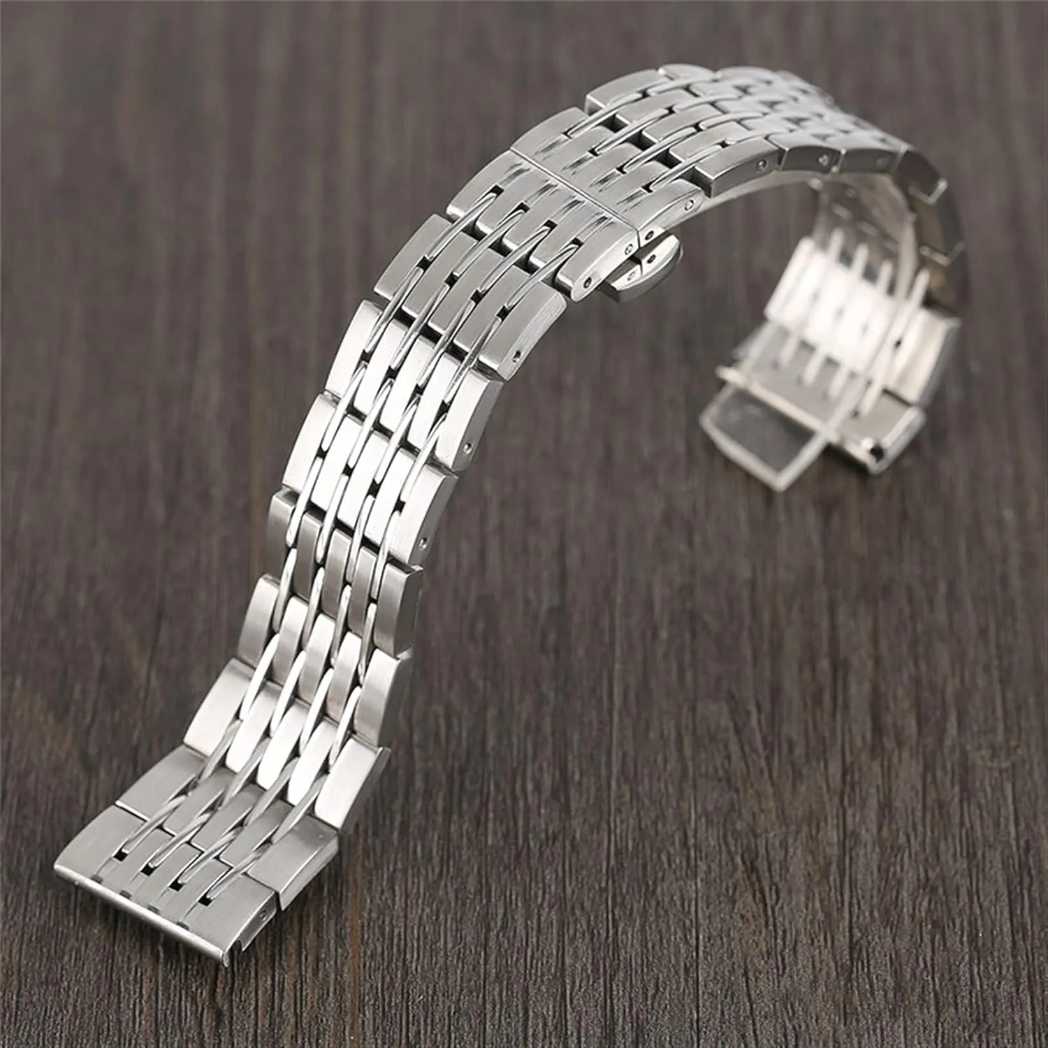 frugal aware mysterious purple 20/22/24/mm Silver Stainless Steel Strap Adjustable Bracelet Concealed Clasp Men's Strap Watch Strap 
