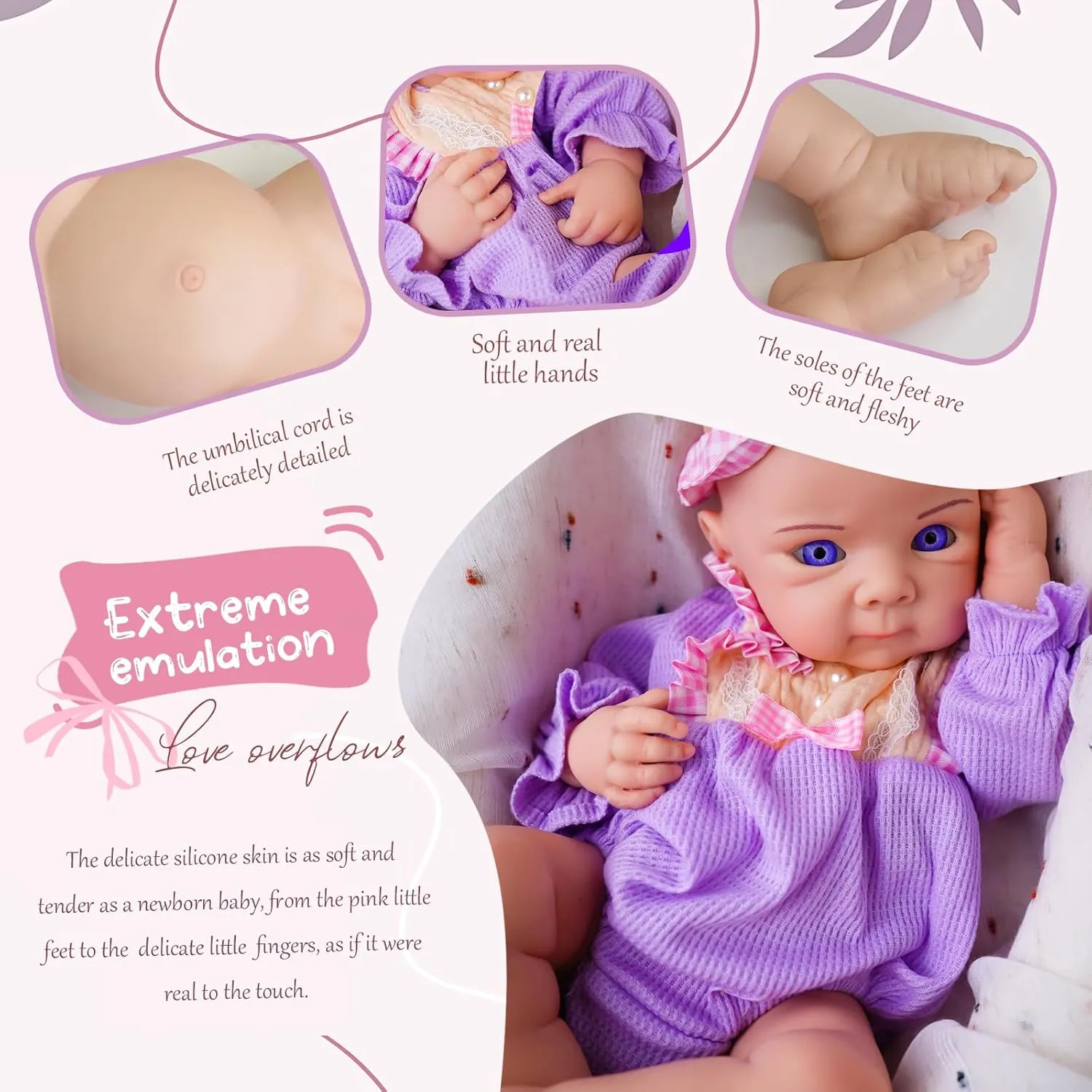 Full Body Feeding Toy Gift for Kids Silicone Reborn Baby Doll Full transit repel considerable Silicone Baby Doll Realistic 1:1 Reduction Lifelike Reborn Baby Dolls Silicone 