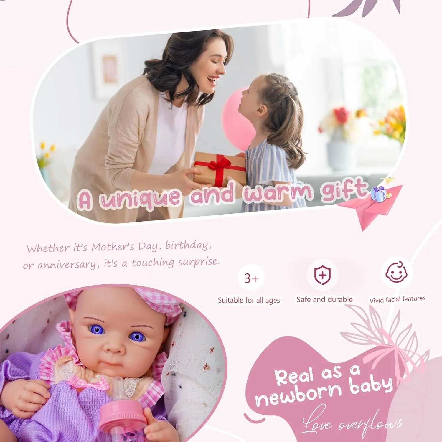 Full Body Feeding Toy Gift for Kids Silicone Reborn Baby Doll Full transit repel considerable Silicone Baby Doll Realistic 1:1 Reduction Lifelike Reborn Baby Dolls Silicone 