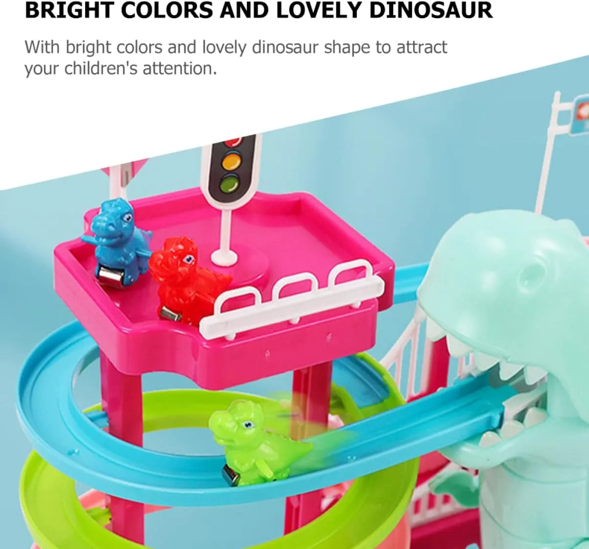 Function for Toddlers VICASKY raw World Dinosaur Toys Dinosaur Slide Toy Set Music 