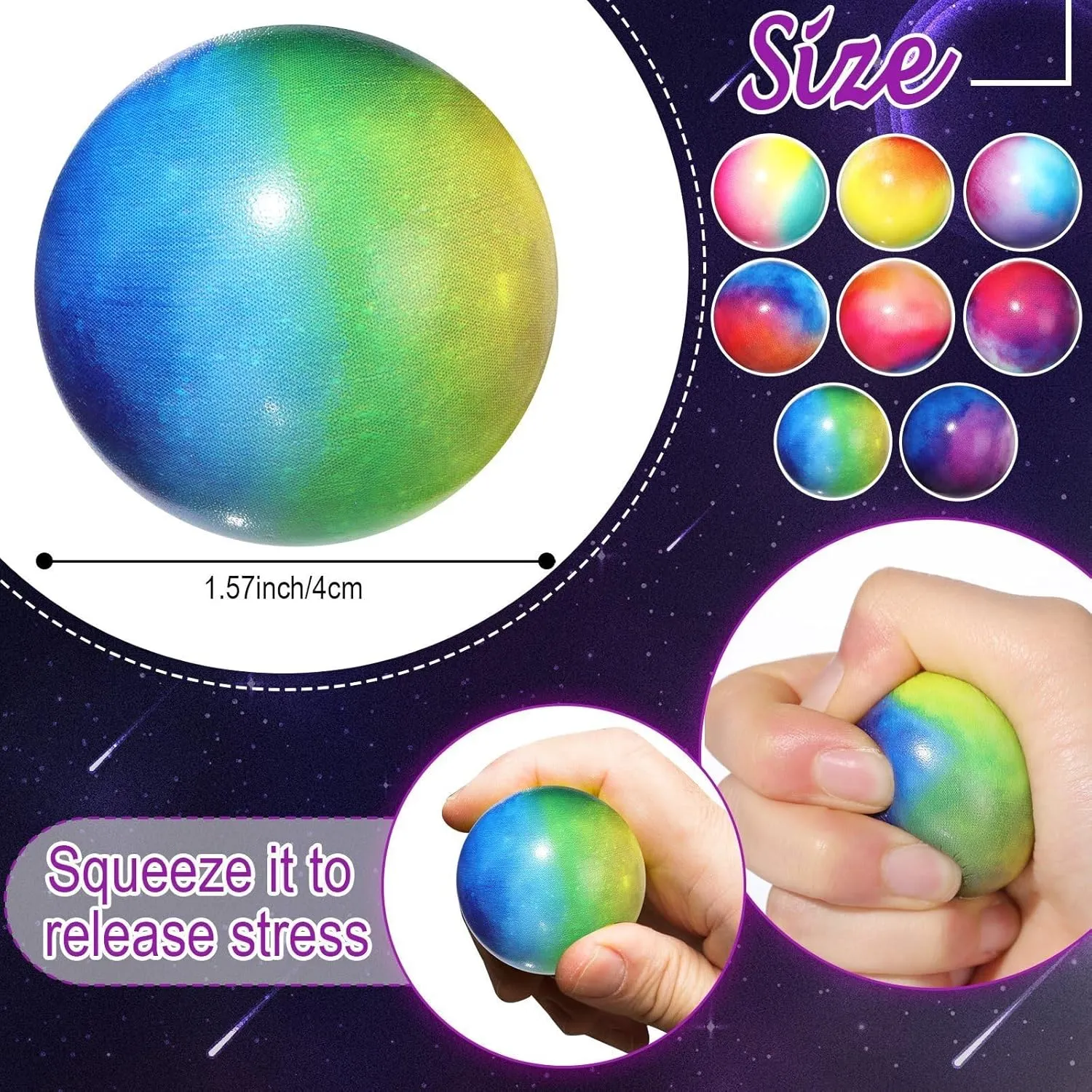 Galaxy Stress Balls Bulk for Kids 1.57'' Sensory Stress Squeeze Foam Balls Gradient Color Space Theme for Adult Decompression Toys Party Supplies Birthday Gift aggregation nocturnal roost Carnival Class Reward Meooeck 144 Pcs 