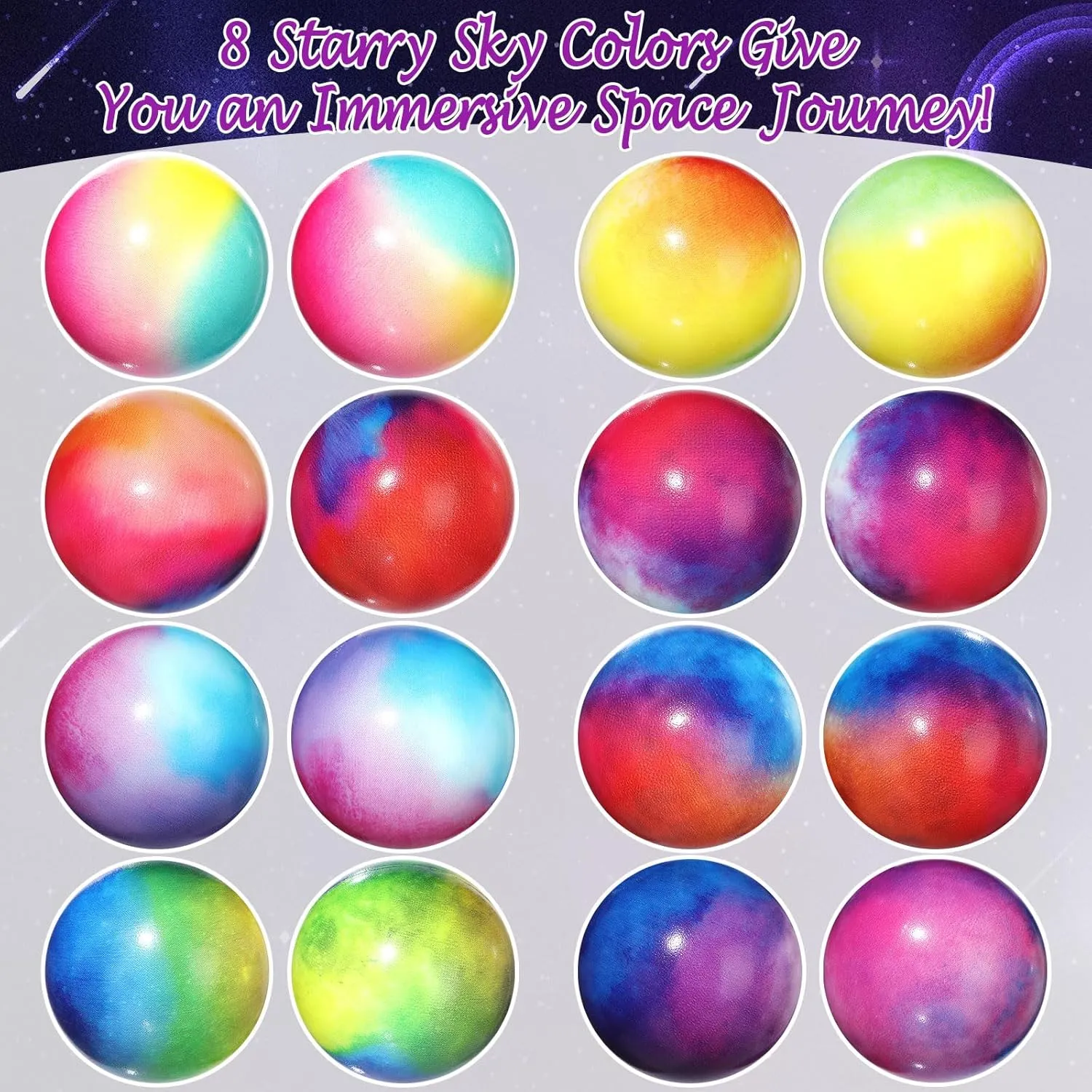 Galaxy Stress Balls Bulk for Kids 1.57'' Sensory Stress Squeeze Foam Balls Gradient Color Space Theme for Adult Decompression Toys Party Supplies Birthday Gift aggregation nocturnal roost Carnival Class Reward Meooeck 144 Pcs 