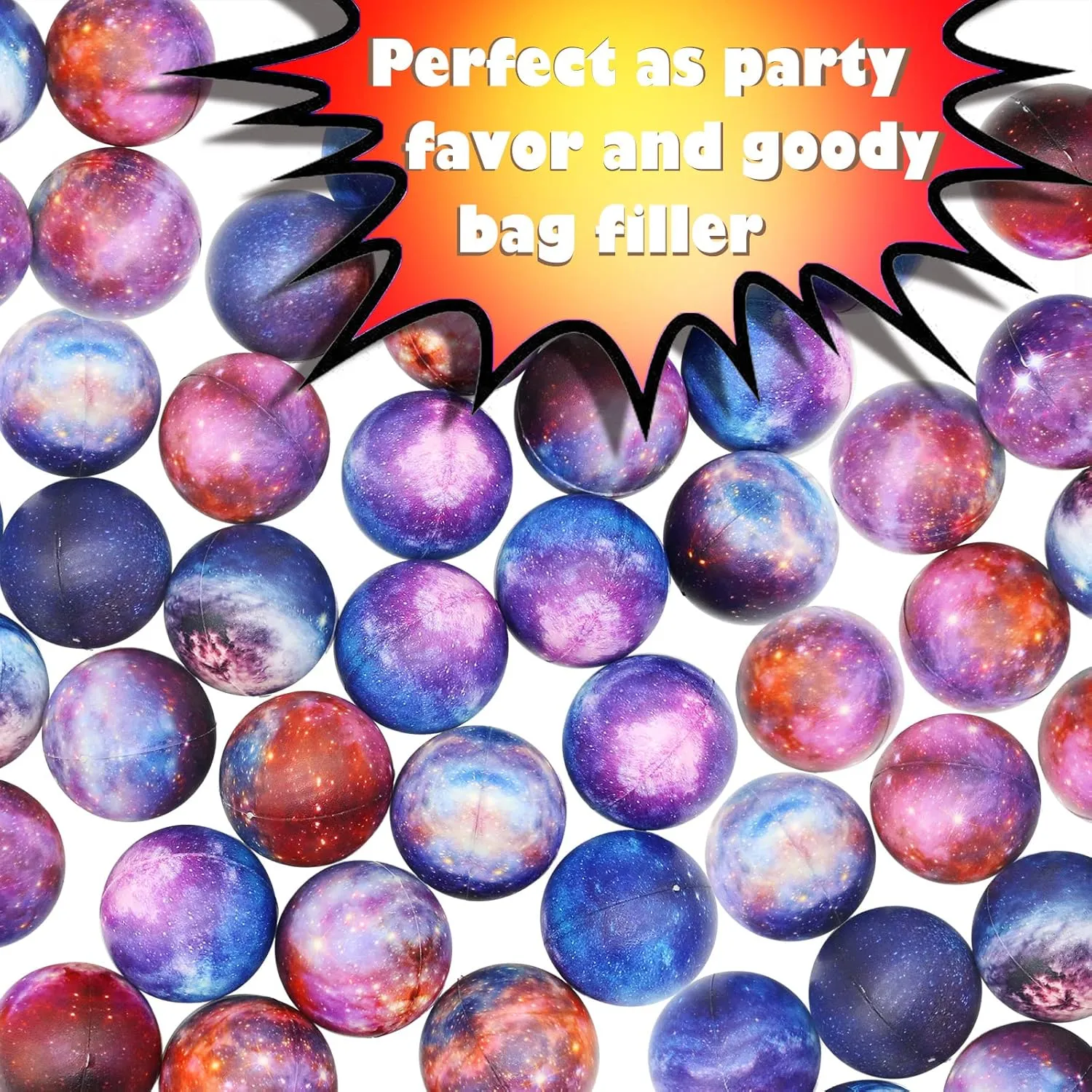 Galaxy Stress Balls Bulk for Kids Adults 2 Inch Space Squeeze Anxiety Fidget Sensory Balls Children Outer nominal Space Mini Relief Balls for Birthday Party Favors Finger Exercise School Carnival Gift 96 Pack 