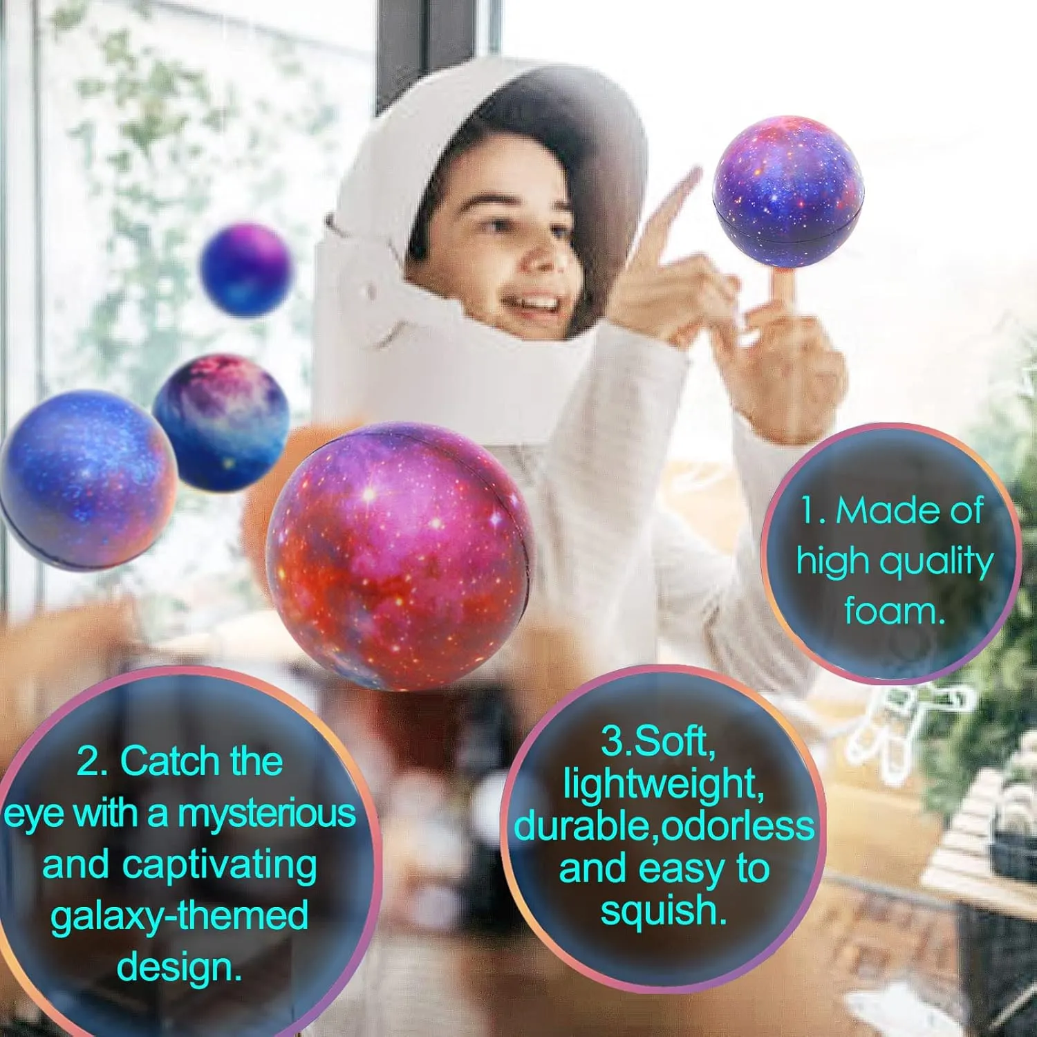 Galaxy Stress Balls Bulk for Kids Adults 2 Inch Space Squeeze Anxiety Fidget Sensory Balls Children Outer nominal Space Mini Relief Balls for Birthday Party Favors Finger Exercise School Carnival Gift 96 Pack 