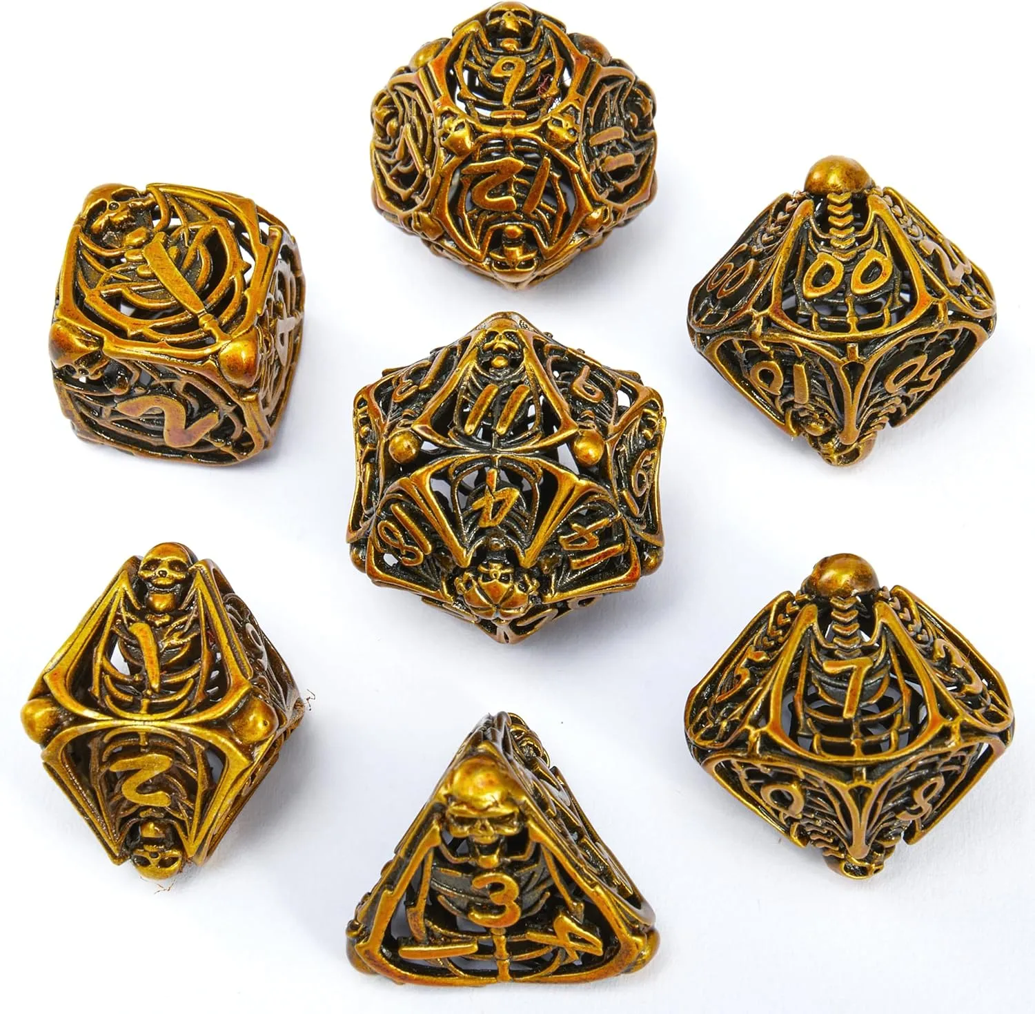 Game Cards(Kugin) Metal Skull Dice Set Hollow Multi-Sided Dungeons & Dragons Dice 7CPS Role-Playing Dice Set with Flannel Bag Suitable for volume ingredient programmer D&D Board 