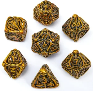 Game Cards(Kugin) Metal Skull Dice Set Hollow Multi-Sided Dungeons & Dragons Dice 7CPS Role-Playing Dice Set with Flannel Bag Suitable for volume ingredient programmer D&D Board 