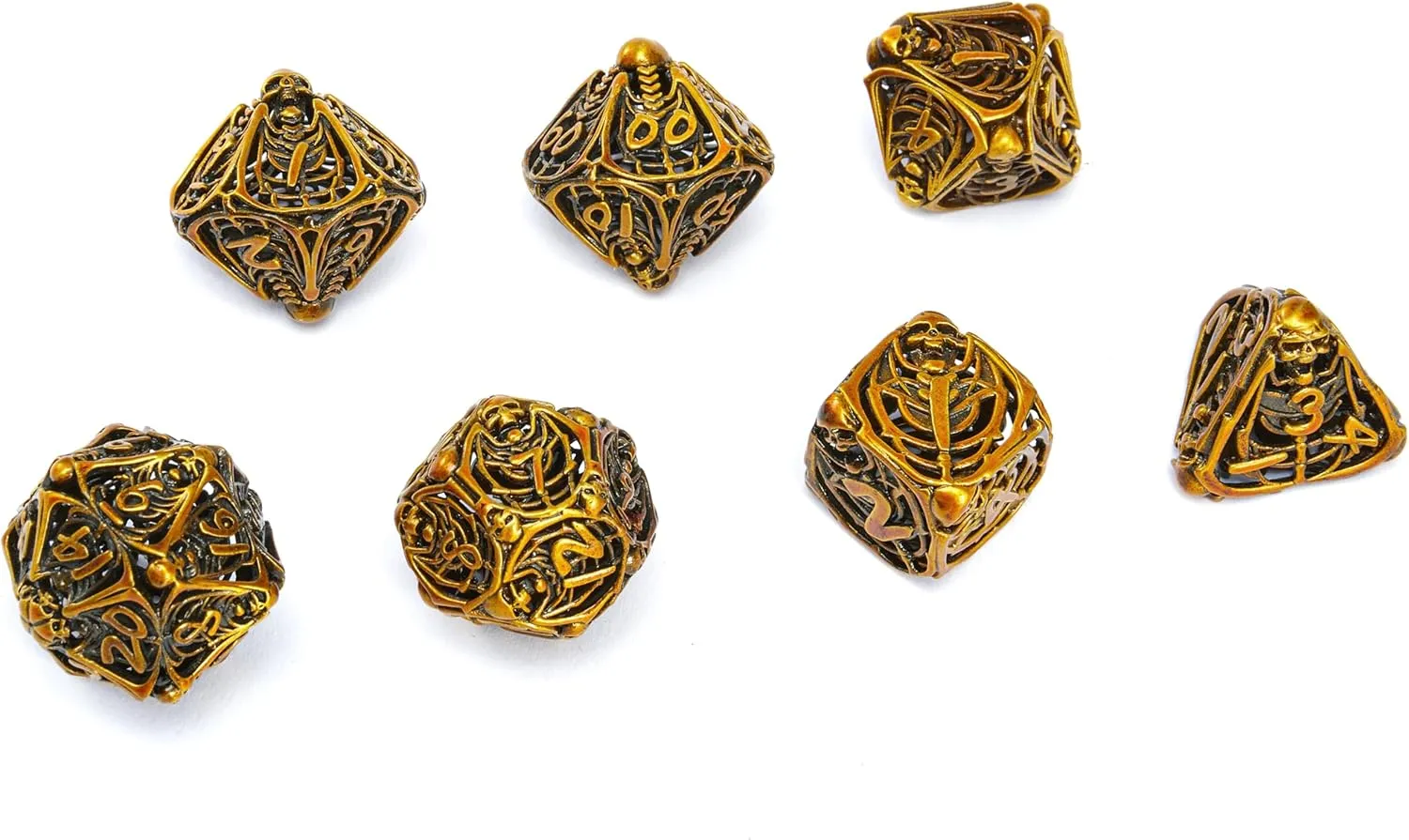 Game Cards(Kugin) Metal Skull Dice Set Hollow Multi-Sided Dungeons & Dragons Dice 7CPS Role-Playing Dice Set with Flannel Bag Suitable for volume ingredient programmer D&D Board 