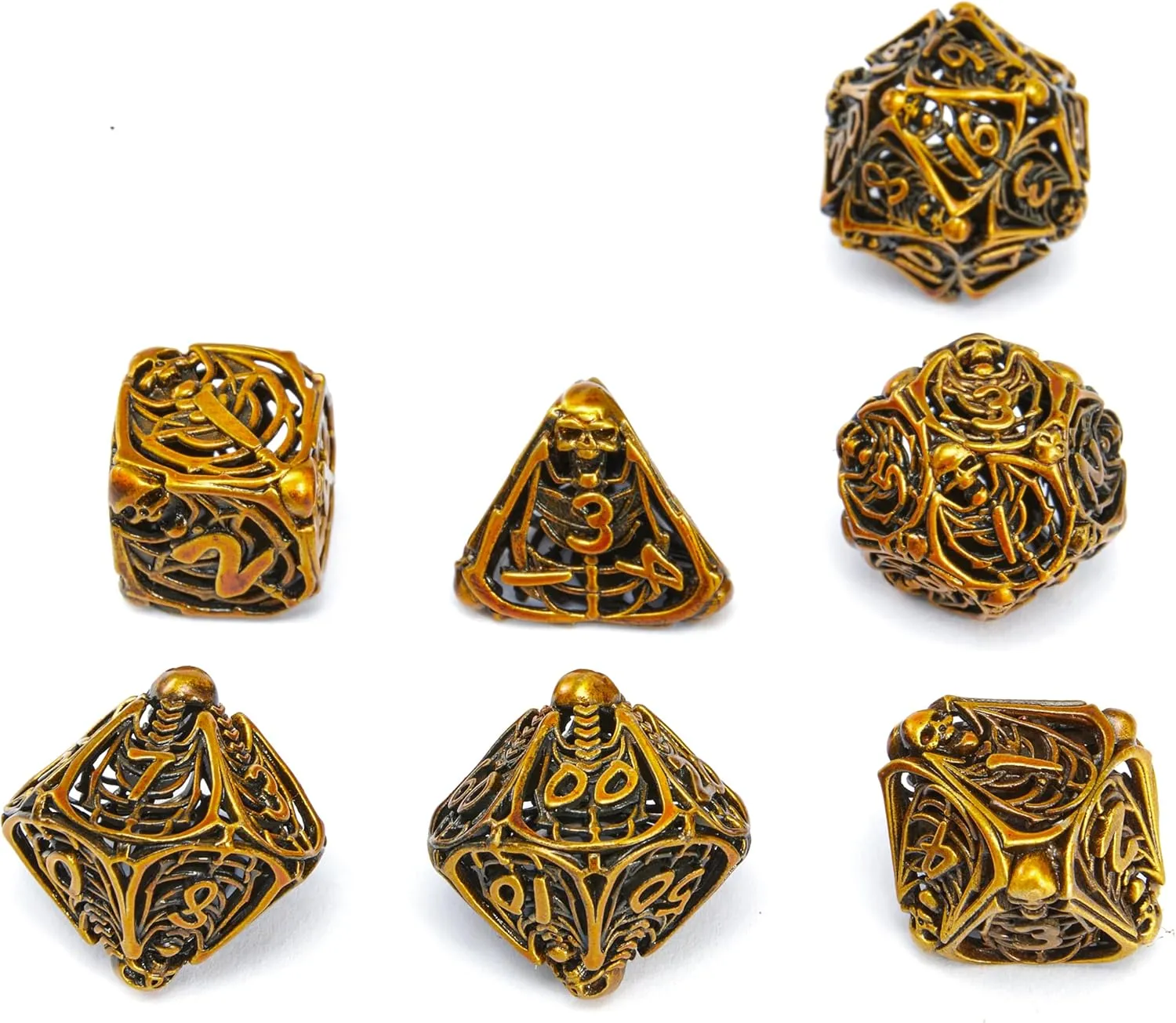Game Cards(Kugin) Metal Skull Dice Set Hollow Multi-Sided Dungeons & Dragons Dice 7CPS Role-Playing Dice Set with Flannel Bag Suitable for volume ingredient programmer D&D Board 
