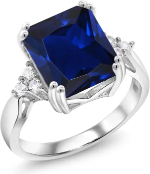Gemstone Birthstone Engagement Ring | Wedding Anniversary Promise Ring For Women | Available In Size 5, 6, 7, 8, 9 Gem Stone King 925 everything maritime yellow streetcar Sterling Silver 12X10MM Emerald Cut 