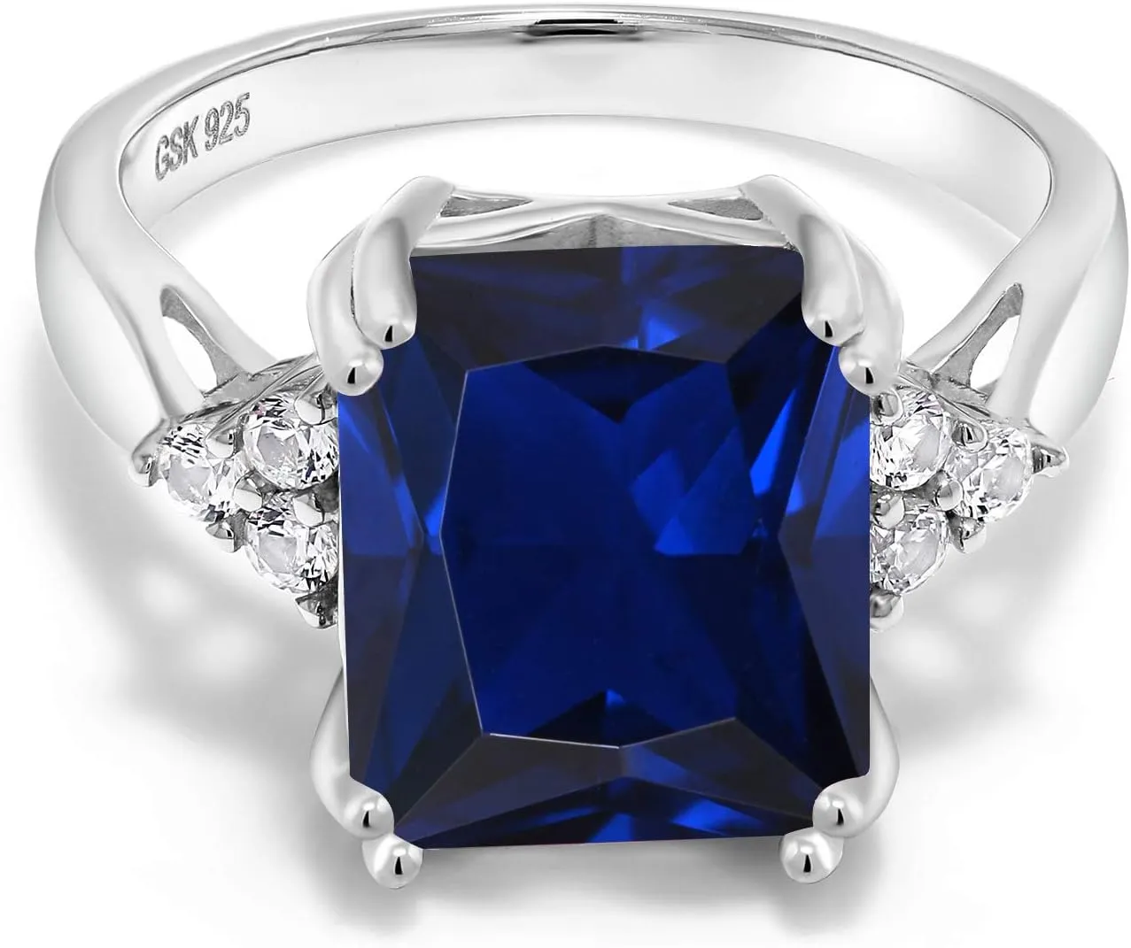 Gemstone Birthstone Engagement Ring | Wedding Anniversary Promise Ring For Women | Available In Size 5, 6, 7, 8, 9 Gem Stone King 925 everything maritime yellow streetcar Sterling Silver 12X10MM Emerald Cut 