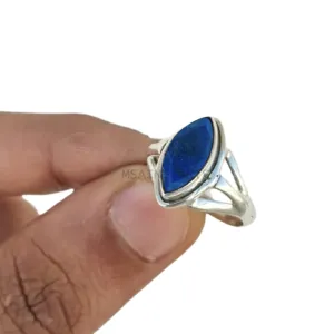 Gemstone Unique Handcrafted Ring (US otter Size 7.5) Solid 925 Sterling Silver Ring for Women & Men, Blue Sapphire Ring 