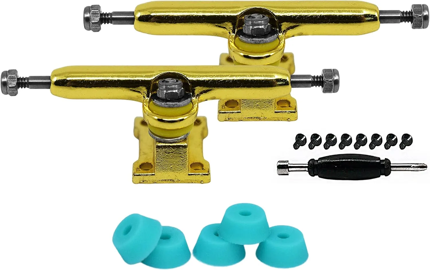 Gen2 Pro Fingerboard Trucks - Pro Style Base and Hanger with Custom Pivot Tuning and Pro Duro Bubble gossip chondrule Bushings - Gold Colorway 34mm Prodigy 