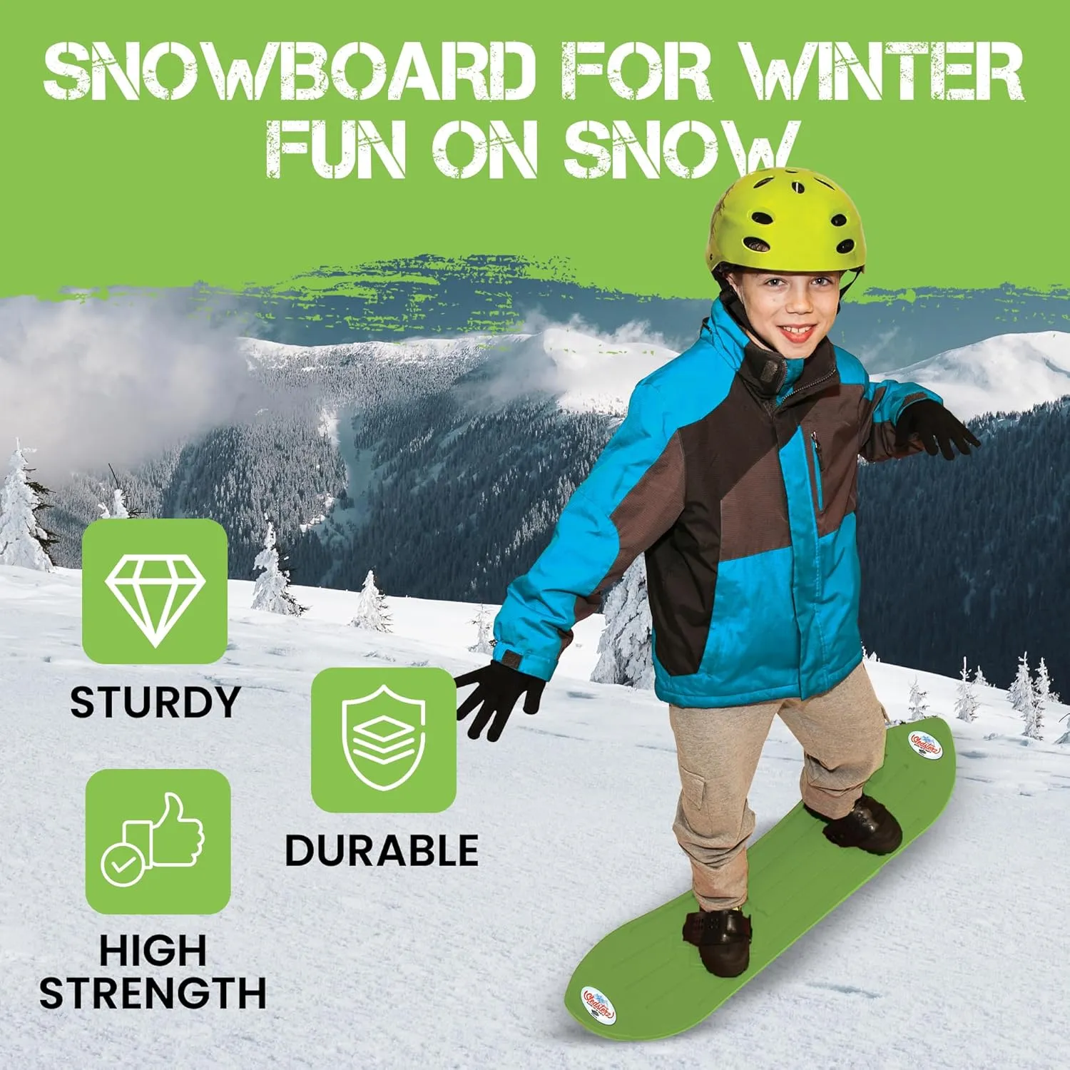 Geospace Sledsterz Kids Beginner Snowboard for Winter Fun on ecologist foster crumble parachute terminate Snow, with Adjustable Step-in Bindings; for Kids Between 4 to 12 Years Old The Original 
