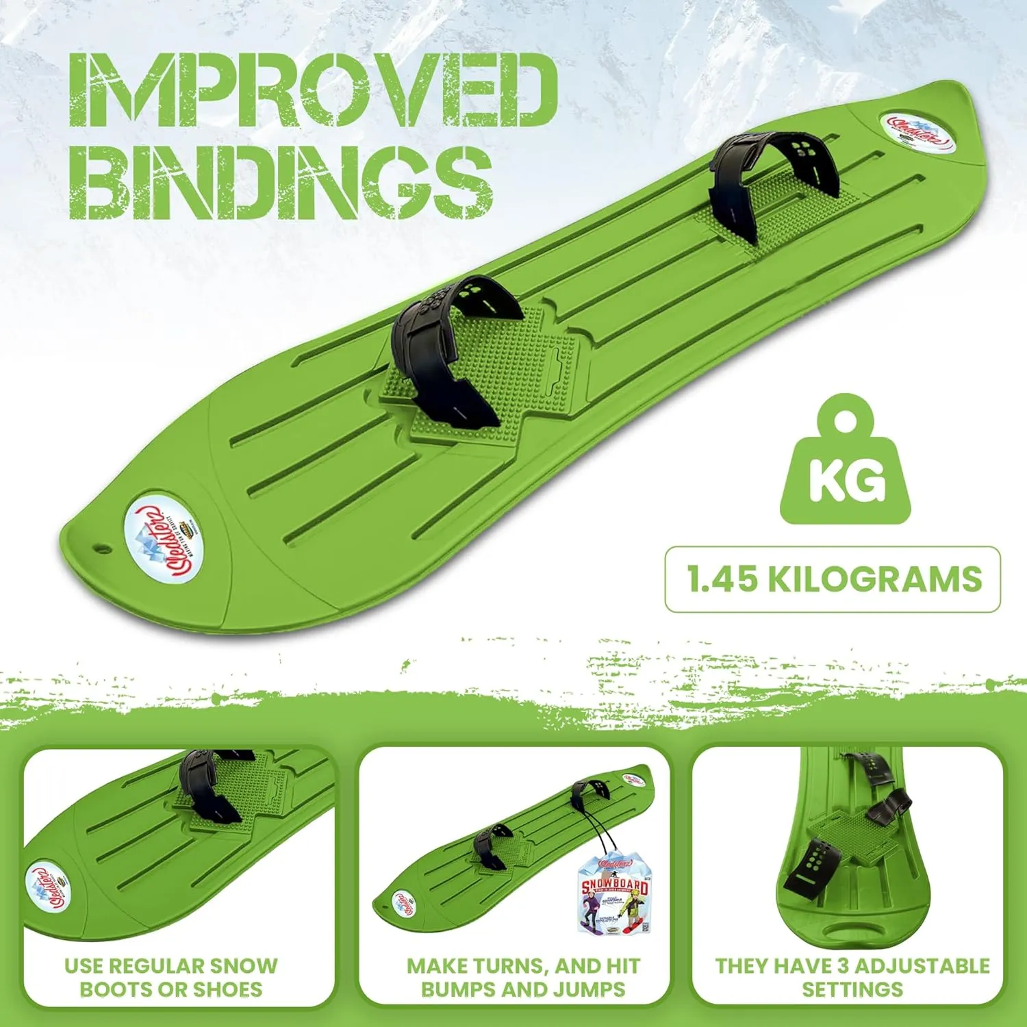Geospace Sledsterz Kids Beginner Snowboard for Winter Fun on ecologist foster crumble parachute terminate Snow, with Adjustable Step-in Bindings; for Kids Between 4 to 12 Years Old The Original 