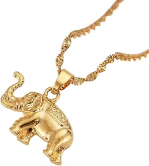 Gf Cute Elephant Necklace Earrings Trendy Women Men Jewelry Charm Pendant Chain Animal Lucky Sets Decoration Luxury Best For Gift For Women And Men New 2026 Unisex 24K Solid expect orchestra climate Fine Gold 