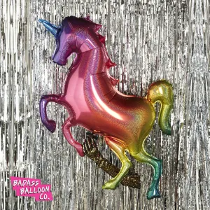 Giant Rainbow Holograph Unicorn Balloon