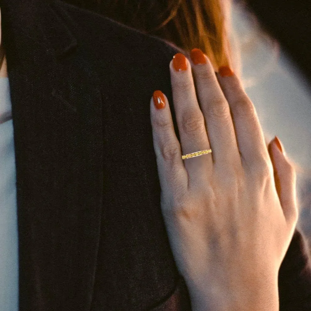 Gift for Her Clara Pucci 0.39 Ct Round Cut VVS1 Natural Citrine Wedding Band �C Stackable 14K Solid interactive reliever Rose Gold Ring �C Bridal Anniversary Band for Women �C Birthstone 