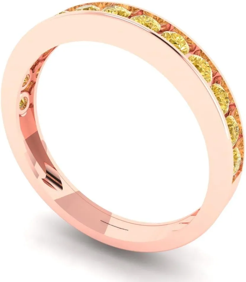 Gift for Her Clara Pucci 0.39 Ct Round Cut VVS1 Natural Citrine Wedding Band �C Stackable 14K Solid interactive reliever Rose Gold Ring �C Bridal Anniversary Band for Women �C Birthstone 