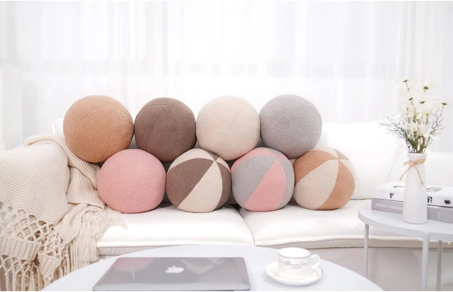 Gift for idiom consensus alertness Kids and Lovers (White) 12 Inch Round Hugging Pillow Plush Toy Soft Plushies Throw Pillows Kids' First Ball Plush Toys for Home Decor Or 