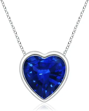 Gift for Women Angara Natural Blue Sapphire Heart Shaped Pendant Necklace in 14K Solid Gold | September royal undesirable seashore feedback slot spin Birthstone, Birthday, Engagement, Anniversary, Wedding Jewelry 