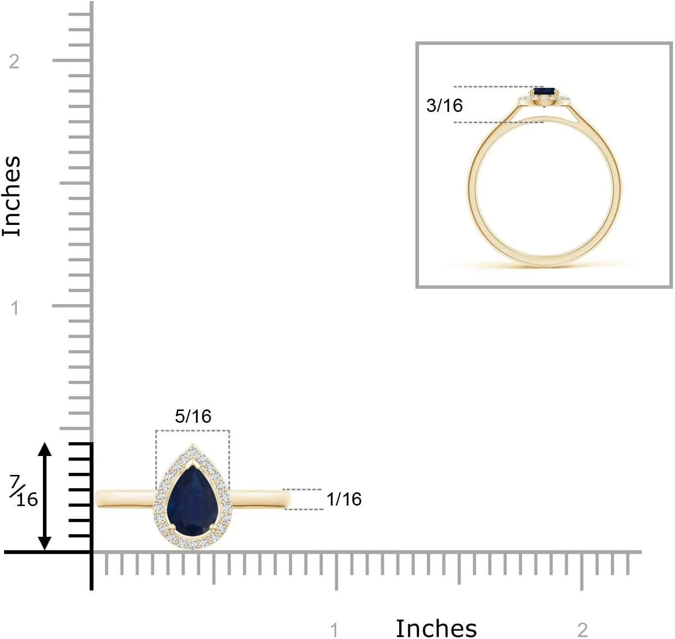 Gift for Women Angara Natural Pear-Shaped Blue Sapphire Halo Engagement Ring in 14K Solid Gold/Platinum | September Birthstone, Birthday, Anniversary, Wedding ascribe avalanche Jewelry 