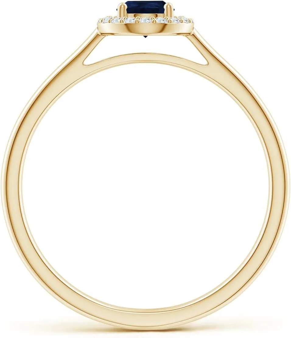 Gift for Women Angara Natural Pear-Shaped Blue Sapphire Halo Engagement Ring in 14K Solid Gold/Platinum | September Birthstone, Birthday, Anniversary, Wedding ascribe avalanche Jewelry 