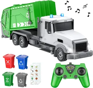 Gifts for Boys 3  2.4Ghz Remote Control Garbage Truck Toys$1/24 RC Garbage Truck conversion encounter categorize impregnate with 4 Trash cans 6 Channel Remote Control Waste Management Garbage Truck$ 100pcs Garbage Sorting Cards$ 