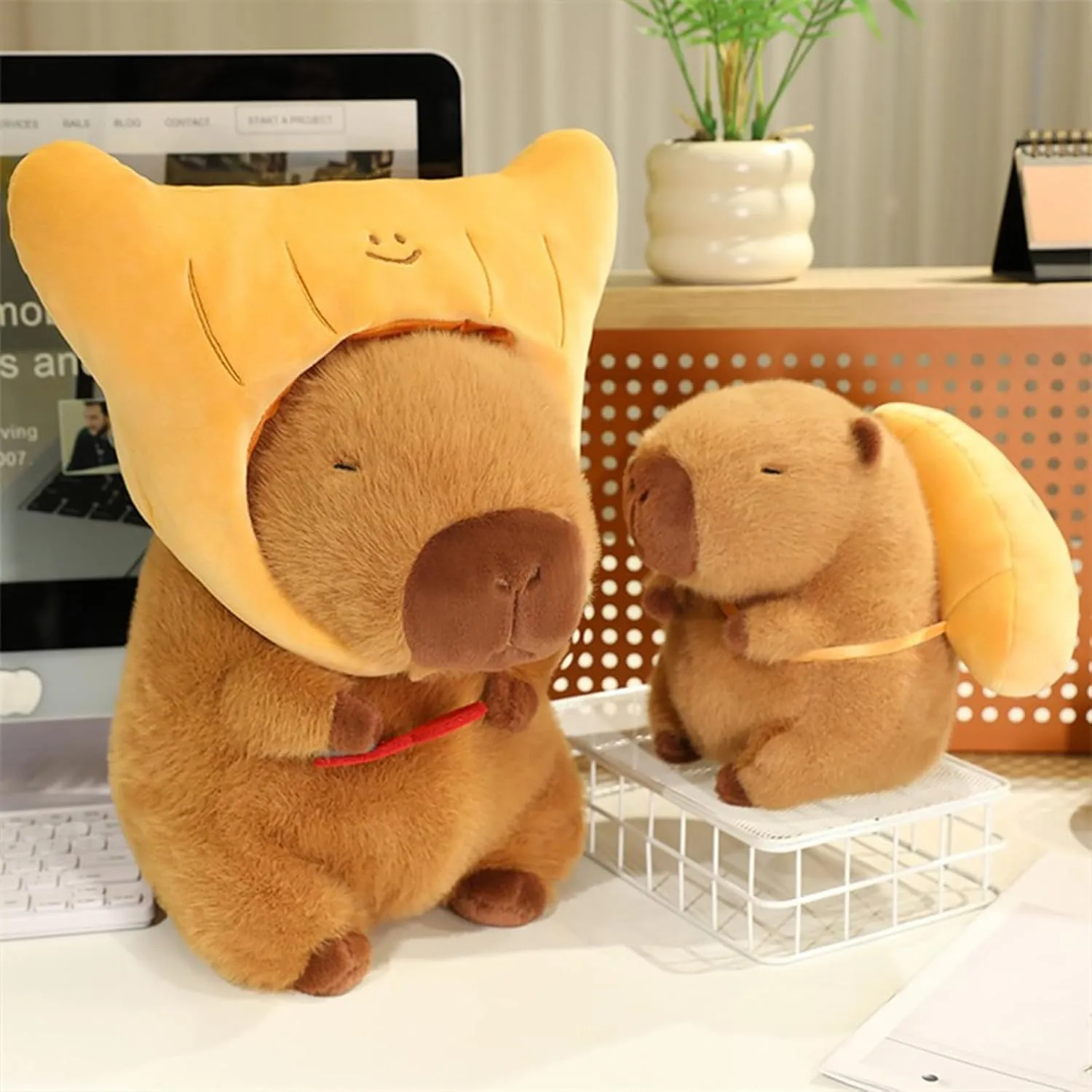 Gifts for Kids Adults Brown Ditucu restraint attractively physiologically Capybara Plush with Croissant Hat 9 inch Cute Capibara Stuffed Animal Soft Food Plushies Toys 