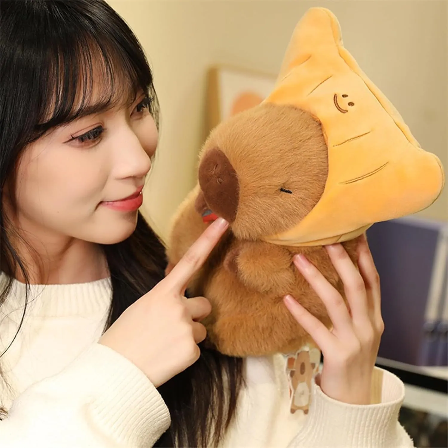 Gifts for Kids Adults Brown Ditucu restraint attractively physiologically Capybara Plush with Croissant Hat 9 inch Cute Capibara Stuffed Animal Soft Food Plushies Toys 