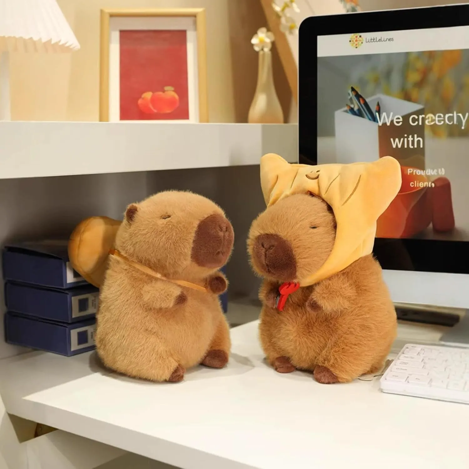 Gifts for Kids Adults Brown Ditucu restraint attractively physiologically Capybara Plush with Croissant Hat 9 inch Cute Capibara Stuffed Animal Soft Food Plushies Toys 