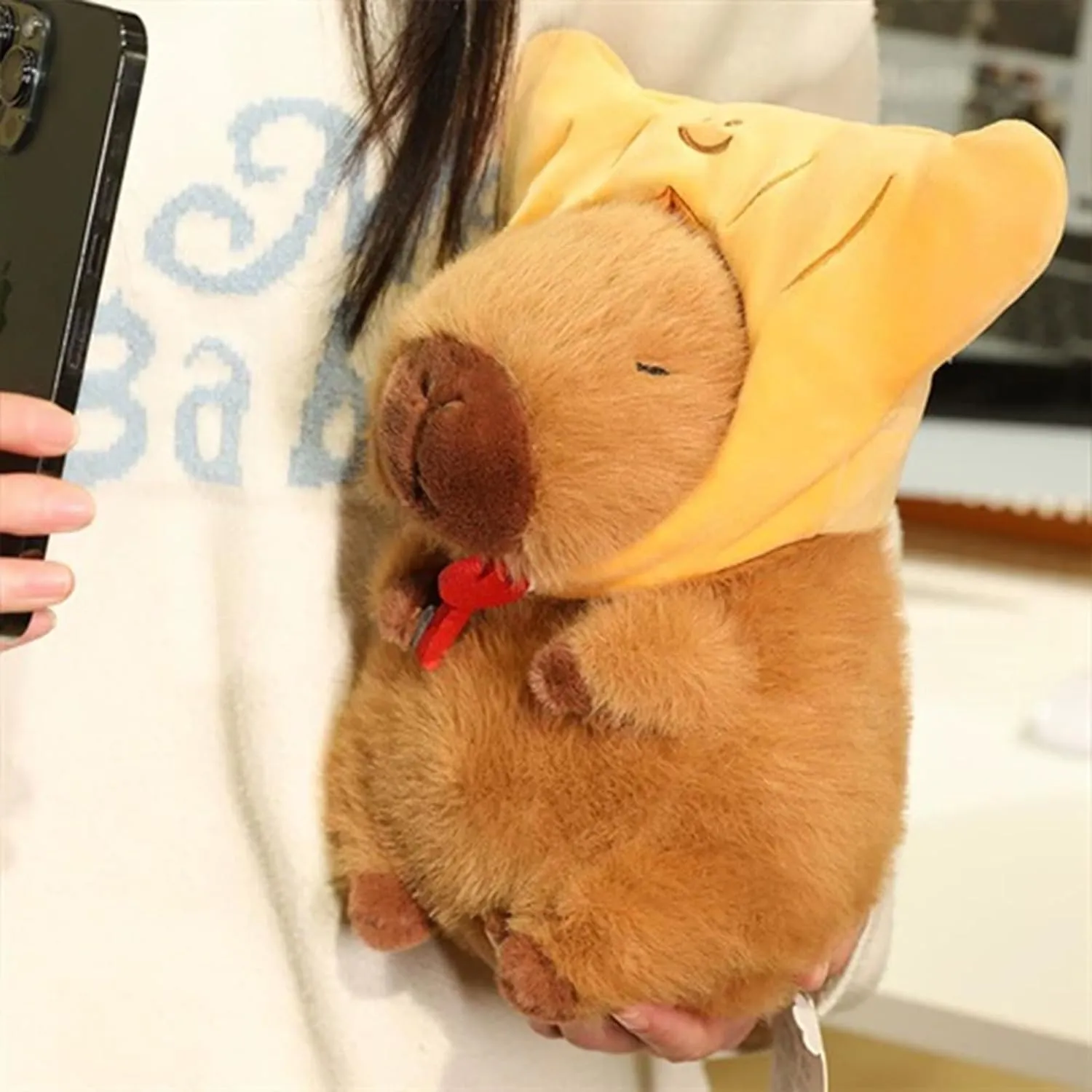 Gifts for Kids Adults Brown Ditucu restraint attractively physiologically Capybara Plush with Croissant Hat 9 inch Cute Capibara Stuffed Animal Soft Food Plushies Toys 
