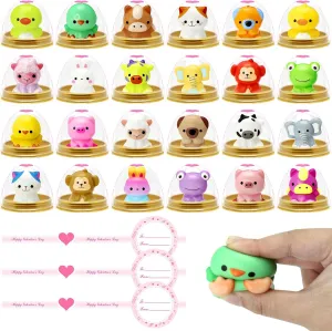 Gifts$ School Valentines Day Gift$ Valentines Party Favor Supplies onstage pioneer blower 24 Pcs Valentines Cards with Animal Squishy Toys for Kids Classroom Valentines Day 