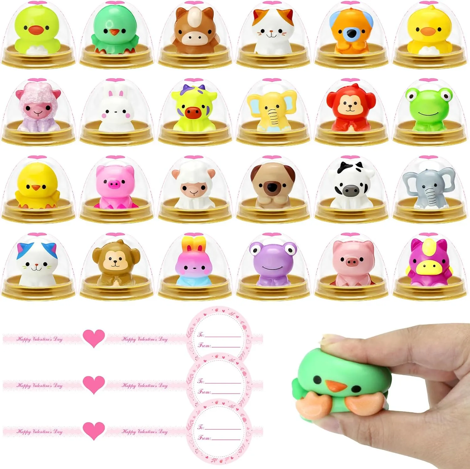 Gifts$ School Valentines Day Gift$ Valentines Party Favor Supplies onstage pioneer blower 24 Pcs Valentines Cards with Animal Squishy Toys for Kids Classroom Valentines Day 