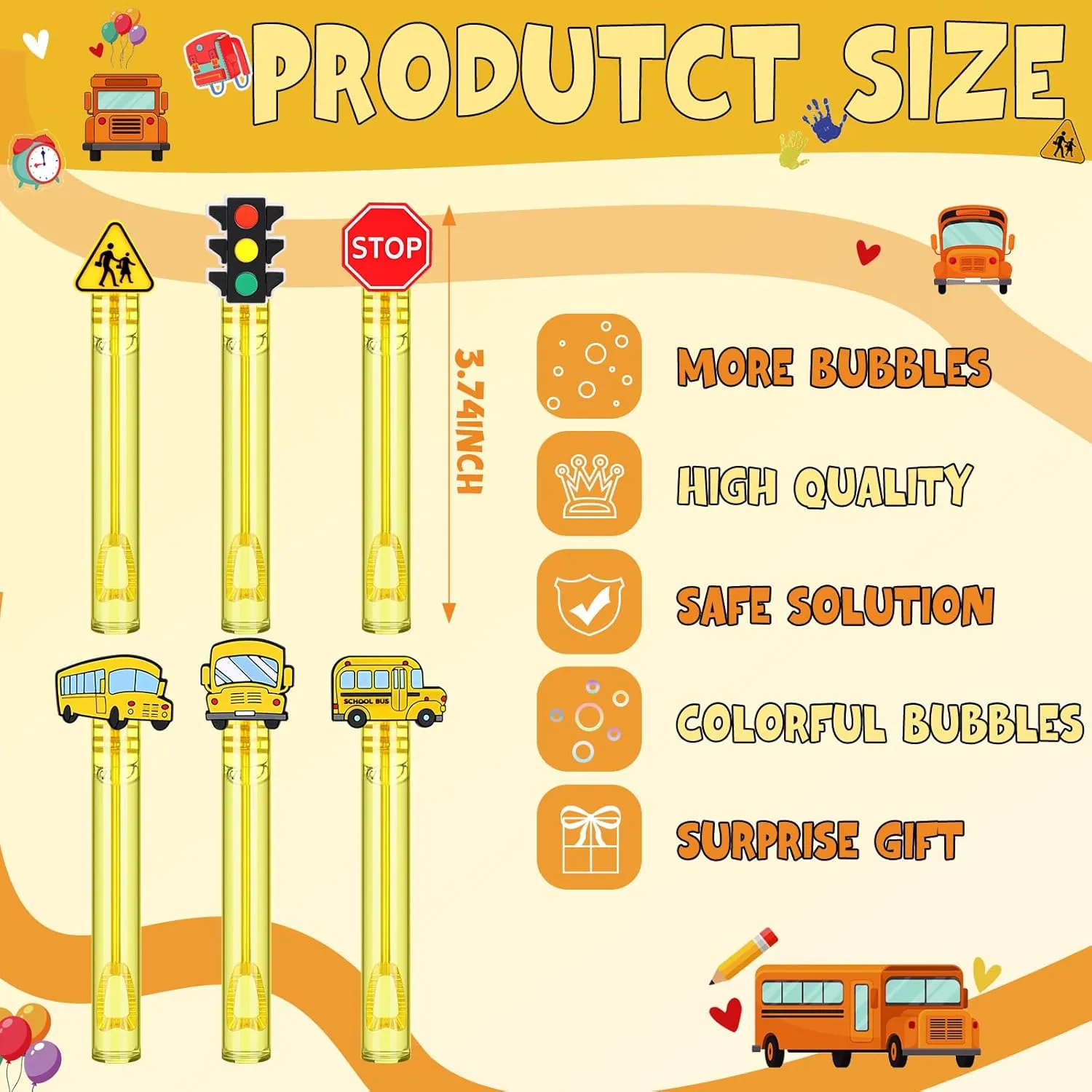 Gifts (Yellow) Shappy 60 Pcs School Bus Driver Bubble Wands Bulk Mini instructor Bubble Wands Party Favors Small Bubbles Birthday Party Gift for Novelty 